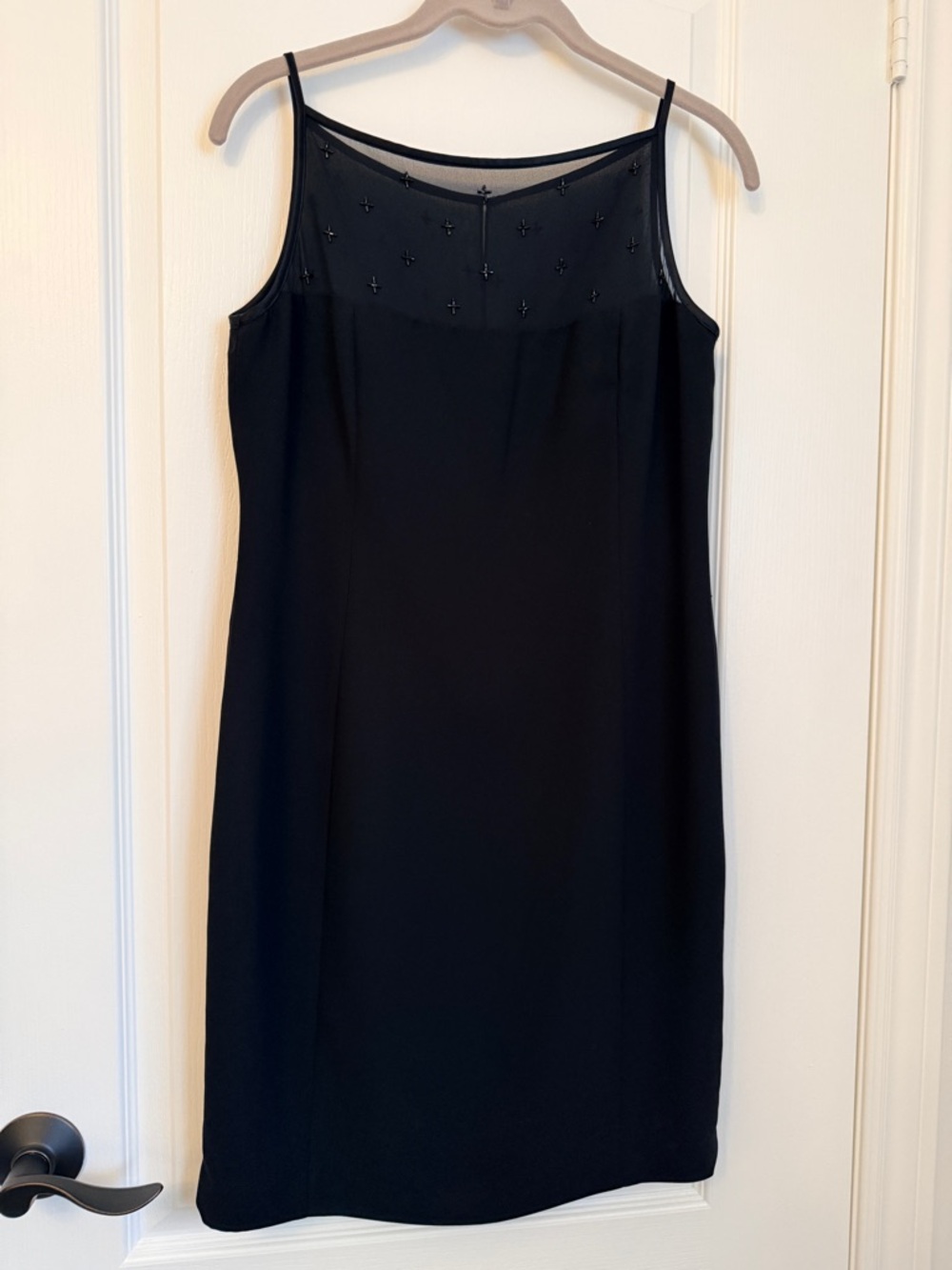 Jones New York Black Beaded Yoke Slip Dress